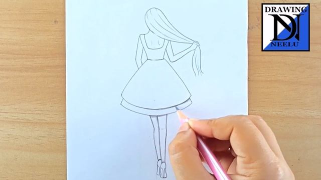 A Girl Backside with Cocktail Mini Dress || Beautiful dress drawing || Pencil drawing || Easy sketc смотреть онлайн