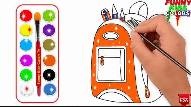How to draw and Color kids School bag | School bag coloring Pages For Kids | Funny kids Colors TV смотреть онлайн