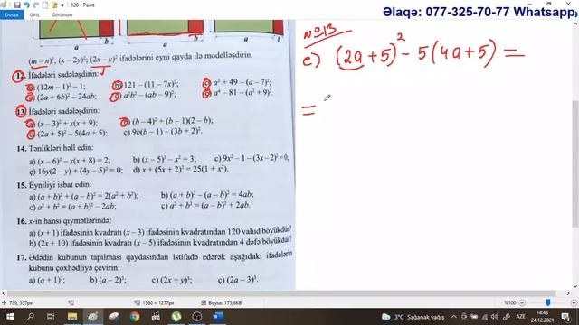 Riyaziyyat 7 ci sinif. Səhifə 120. İki ifadə cəminin və fərqinin kvadratı / Aynurə Abdullayeva смотреть онлайн
