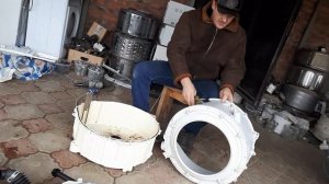 Пайка пластикового бака стиральной машины феном