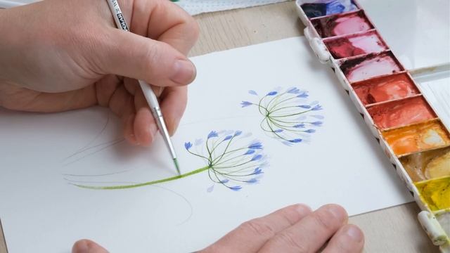 How To Paint A Watercolour Agapanthus Flower смотреть онлайн