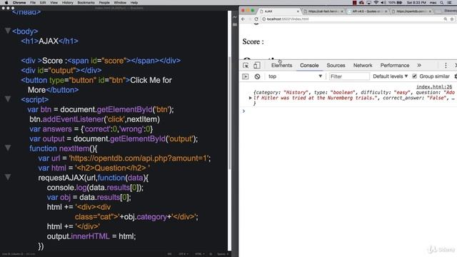 JSON+AJAX+API 1005 Output Question format смотреть онлайн