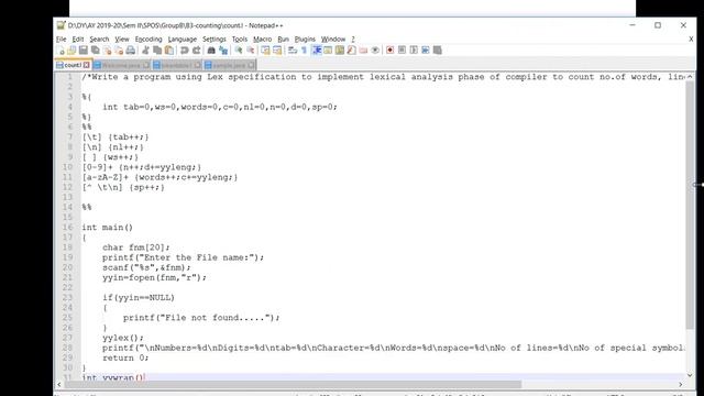 SPOS B3 Lexical Analyser count TE SPPU смотреть онлайн