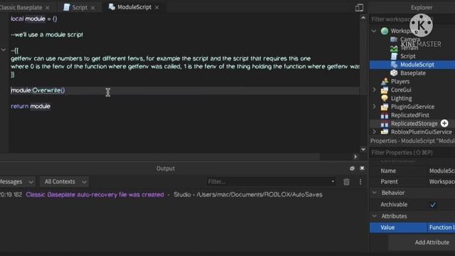 Roblox studio: getfenv() and setfenv() смотреть онлайн