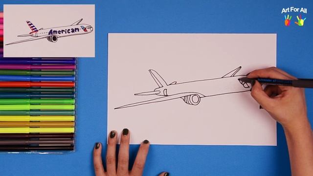 How to draw Boeing B777 airplane (American Airlines) смотреть онлайн