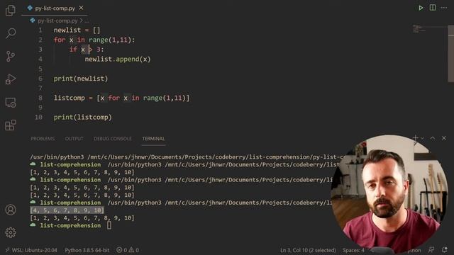 Python List Comprehension – Python tutorial for beginners – CodeBerry Programming School смотреть онлайн