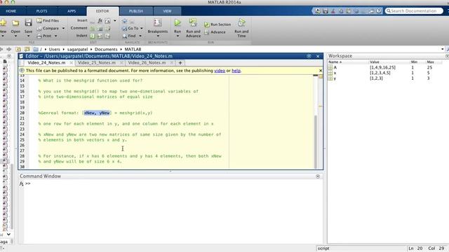 MATLAB Video 24: The meshgrid function смотреть онлайн