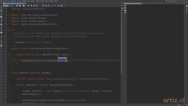 Java - Ejercicio 215: Lanzar una Interfaz Gráfica de Usuario sobre Event Dispatching Thread смотреть онлайн