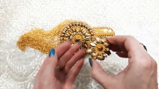 Эполет из бисера и цепей "Солнечный лучик". смотреть онлайн