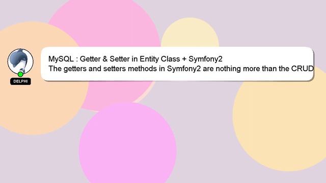 MySQL : Getter & Setter in Entity Class + Symfony2 смотреть онлайн