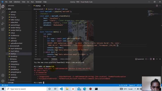 #5.Menambah data pada MariaDB dengan Node.js смотреть онлайн