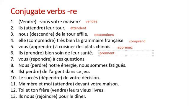 -Re verb conjugation : present tense (exercise) смотреть онлайн