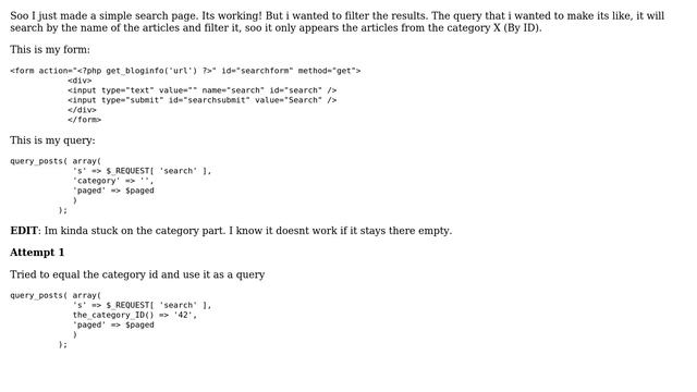 Wordpress: Custom search query by category id смотреть онлайн