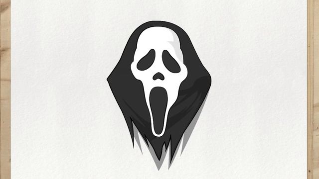 How to draw a GHOSTFACE MASK or SCREAM MASK step by step, VERY EASY (How to draw HALLOWEEN) смотреть онлайн