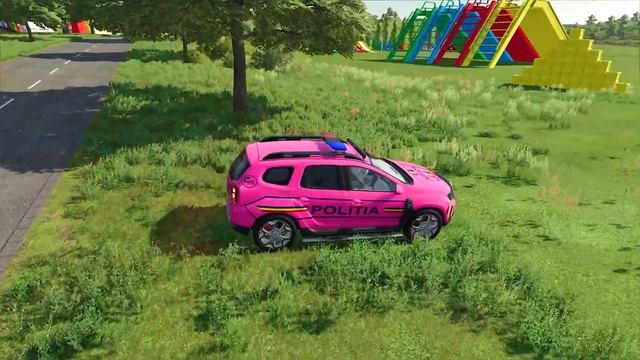 CARS OF COLORS ! TRANSPORTING DCI POLICE CRS WITH MERCEDES TRUCK !Farming Simulator 22 ! смотреть онлайн