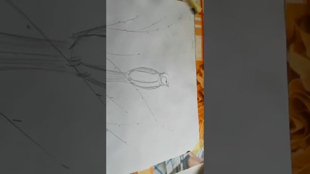 Как нарисовать синицу и вербу акварелью часть 1 смотреть онлайн