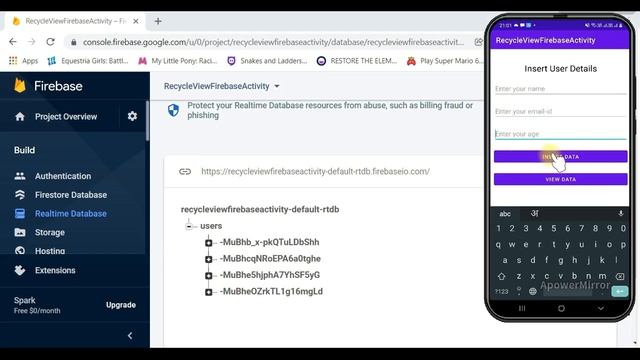 Recycler View in Android Studio | Populate Recycler View with Firebase Database (with Source Code) смотреть онлайн
