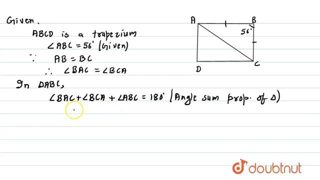 "If `A B C D` is a rhombus with `/_A B C=56^0,` find the measure of `/_A C D`" смотреть онлайн