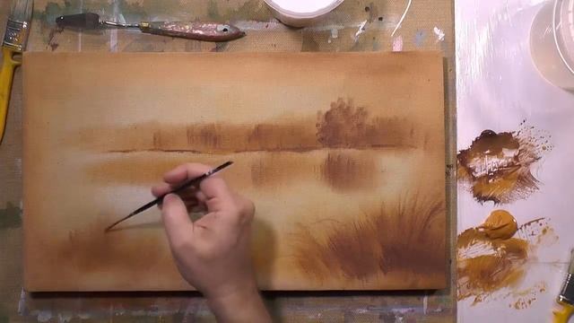 Рисуем акрилом на ткани. Охотничьи просторы. смотреть онлайн