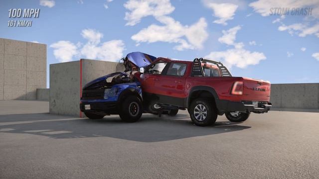 Ford F150 Raptor vs Dodge RAM TRX - Crash Test - BeamNG.Drive смотреть онлайн