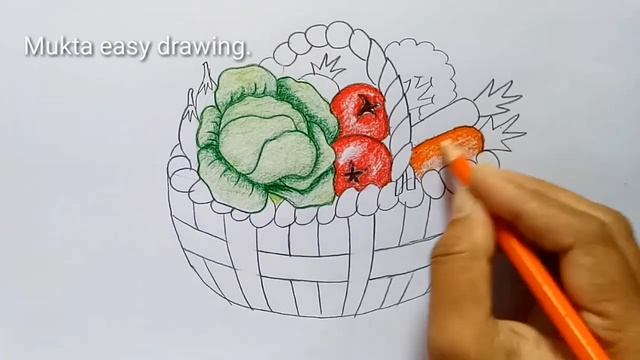 How to draw a vegetables basket.Step by step(easy draw) смотреть онлайн