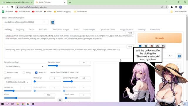 Kafka Honkai: Star Rail - Stable Diffusion LoRA Google Colab Setup смотреть онлайн