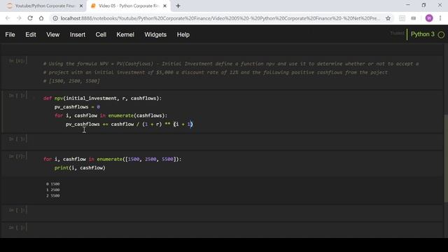 Python Corporate Finance - Net Present Value (NPV) смотреть онлайн