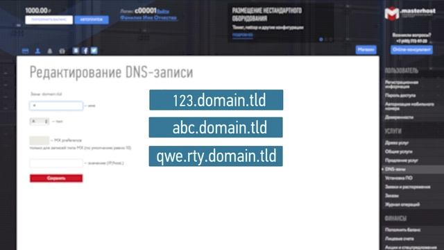 Редактирование DNS-записи [.masterhost объясняет]