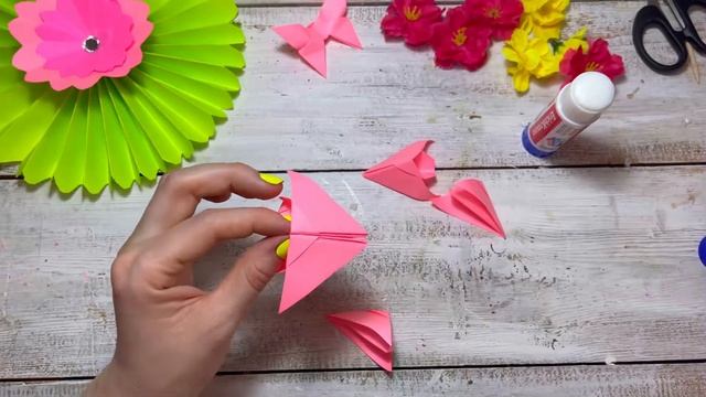 Цветок из бумаги/ как сделать цветок оригами/летние поделки смотреть онлайн