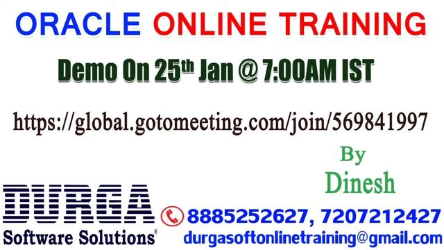 Oracle Online training by Dinesh Demo on 25th Jan @7:00AM IST смотреть онлайн