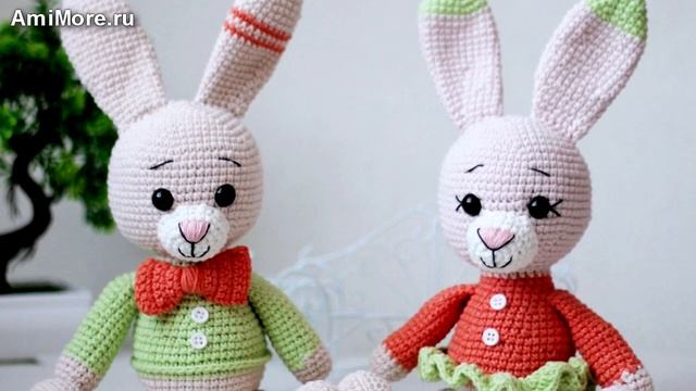 Амигуруми: схема Пара Зайчат. Игрушки вязаные крючком - Free crochet patterns. смотреть онлайн
