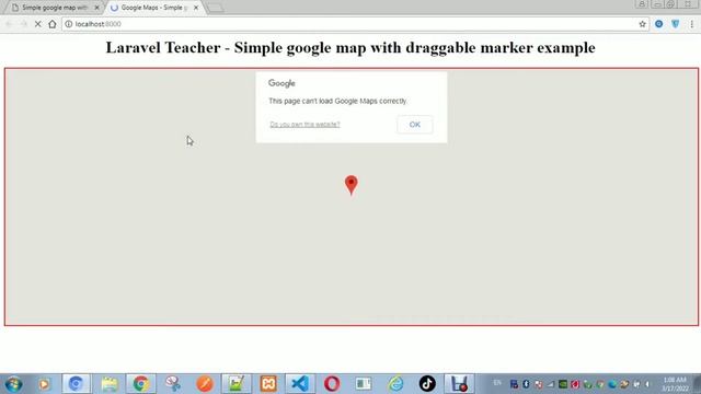 Simple google map with draggable marker example. using Laravel смотреть онлайн