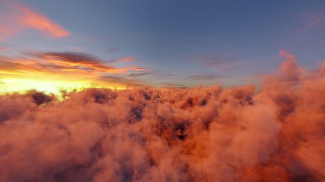 Полёт В Облаках На Закате. Бесплатный Видео Футаж. Бесконечный Бесшовный цикл смотреть онлайн