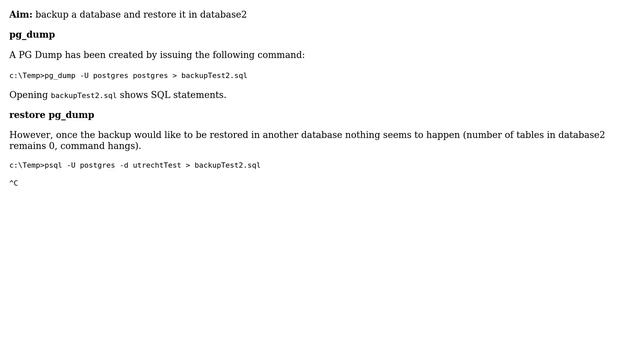 Databases: Restoring pg_dump hangs смотреть онлайн