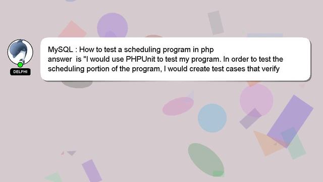 MySQL : How to test a scheduling program in php смотреть онлайн