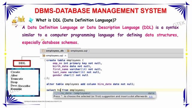 what is data definition language in dbms | Data Definition Language | dbms interview questions смотреть онлайн