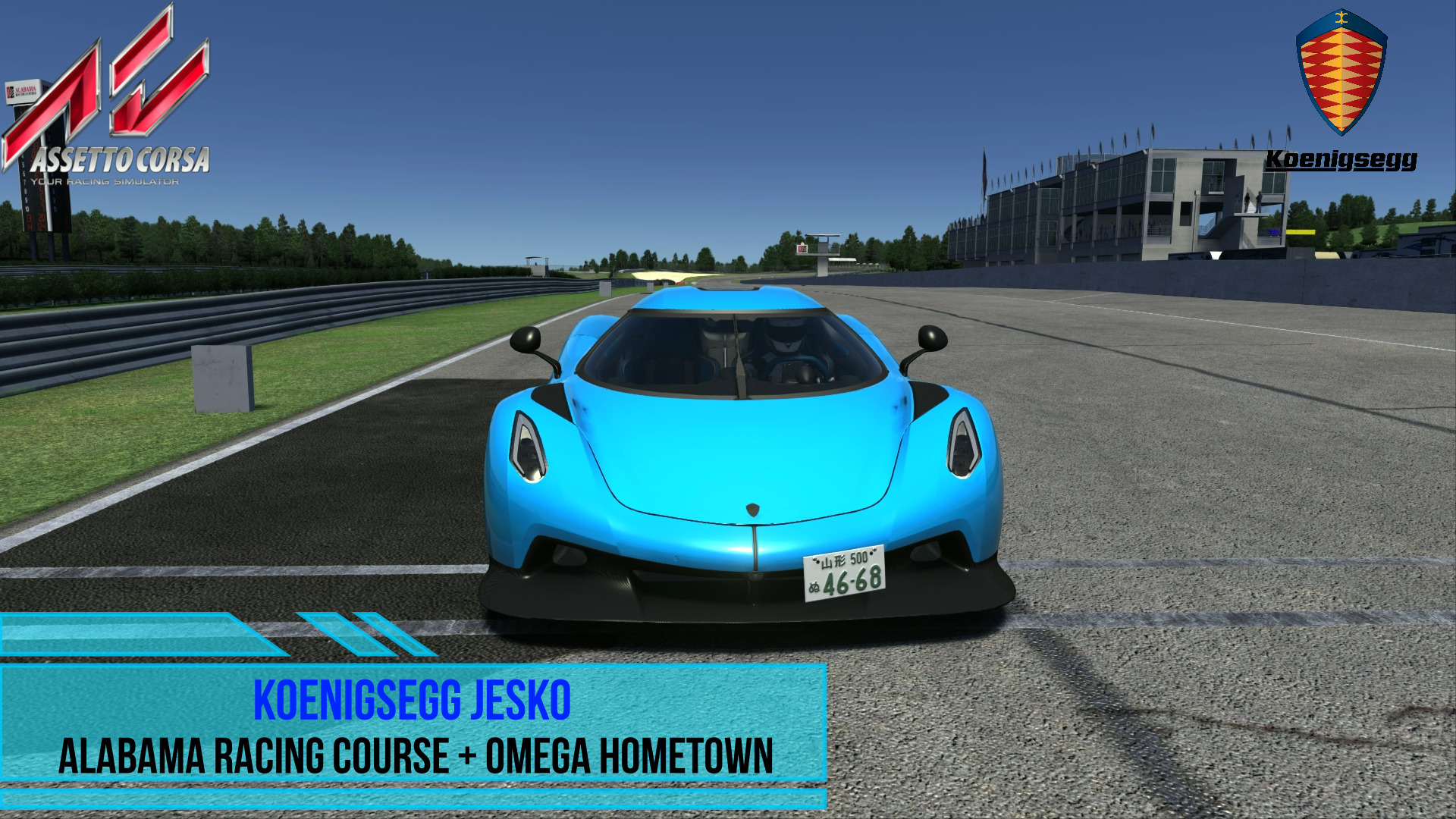 Koenigsegg Jesko - Alabama Racing Course + Omega hometown | Assetto Corsa. смотреть онлайн