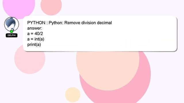 PYTHON : Python: Remove division decimal смотреть онлайн