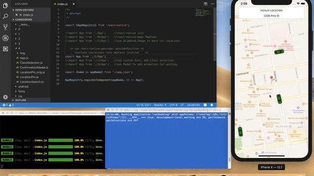 React Native Car Booking App UI demo using iPhone simulator смотреть онлайн