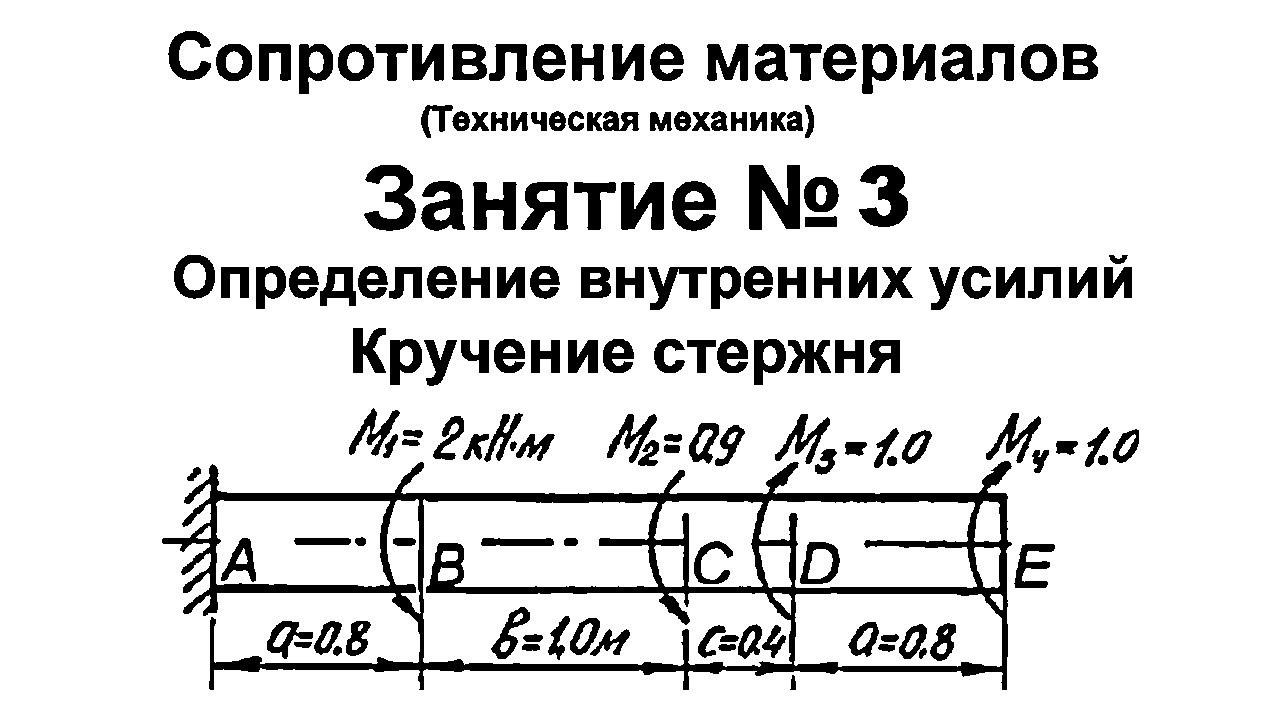 Сопротивление материалов. Занятие 3. Определение внутренних усилий. Кручение стержня смотреть онлайн