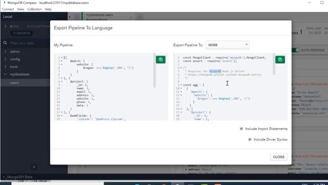 MongoDB Compass Aggregation Pipeline for NodeJS смотреть онлайн