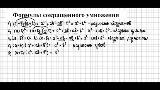 Как запомнить????? Формулы сокращенного умножения (7 класс) смотреть онлайн