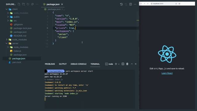 React Nodejs/Express Project Monorepo Setup | FullStack | Yarn Workspaces | Concurrently смотреть онлайн