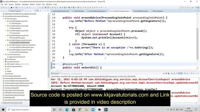 spring AOP around advice annotation example | Spring AOP Tutorial in Hindi смотреть онлайн