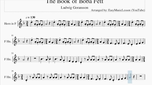 Horn Sheet Music: How to play The Book of Boba Fett by Ludwig Goransson смотреть онлайн