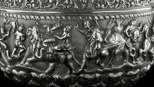 ANTIQUE 19thC BURMESE MAUNG PO KIN SOLID SILVER BOWL, RANGOON c 1890 смотреть онлайн