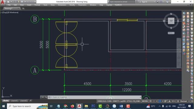 YQArch AutoCAD - Vẽ cửa đi, tự động chưa chiều rộng cánh cửa cho phù hợp смотреть онлайн
