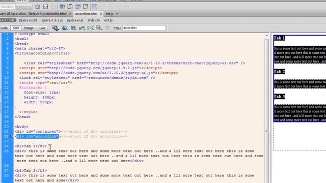 Dreamweaver Tutorial: JQuery UI Accordion смотреть онлайн