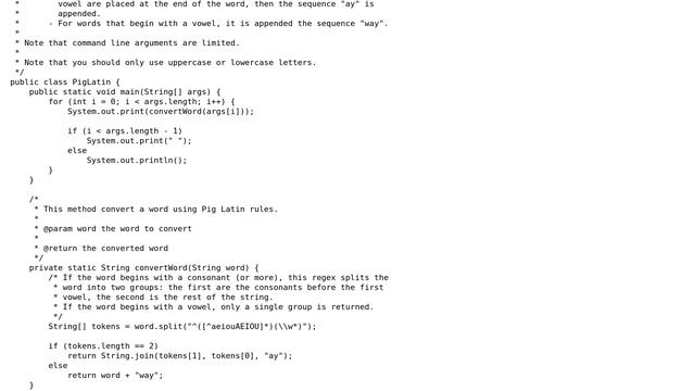 Code Review: Pig Latin game resolved with a regex in Java смотреть онлайн