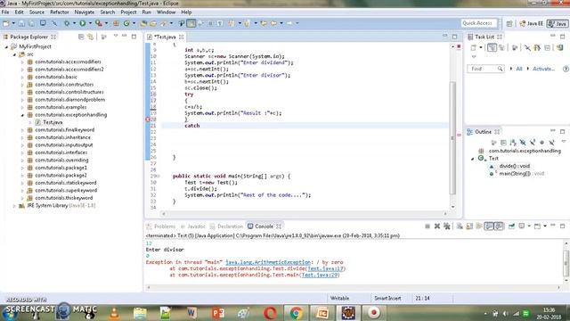 Core Java 66 -Exception Handling(try & catch Block) - Part 3 смотреть онлайн